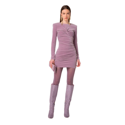 Abito mini Donna in velluto drappeggiato Candy violet Elisabetta Franchi- Francavilla Moda